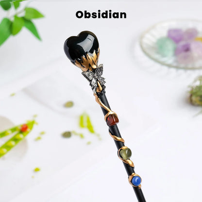 1PC Amethyst Rolling Stone Magic Scepter Natural Stones Fairy Lucky Tumble Stone Gem Scepter Decorative Fairy Magic Stick
