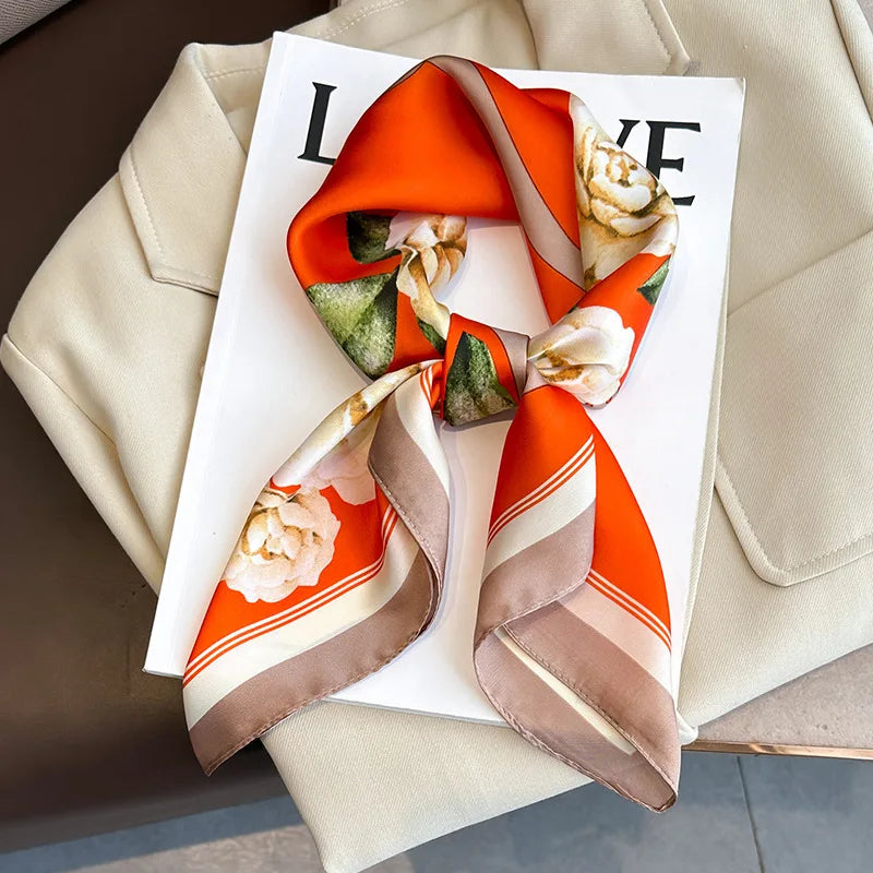 2025 New Fashion Luxury Printed Square Shawl Women 70x70cm Pashmina Silk Scarf Neck Headband Bandana