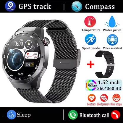 2025 New GT5 Pro Smart Watch Men AMOLED Screen GPS Motion trajectory Heart Rate Monitr Bluetooth Call SmartWatch Waterproof Band