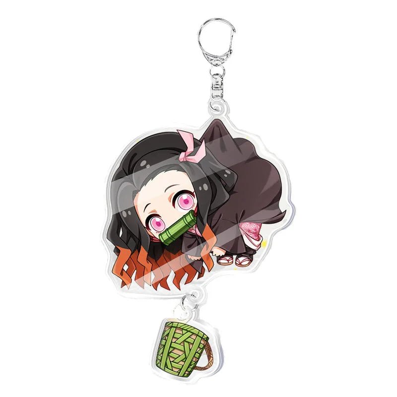 Demon Slayer doll toy Kimetsu No Yaiba Blade of Ghost Keychain Acrylic Pendant Car Key Chain Fans kids Xmas Gift Anime Jewelry
