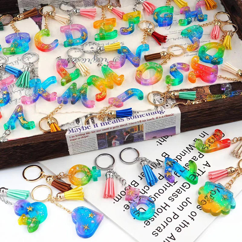Alphabet Silicone Mold for Epoxy Resin Kit Mixed Style Letters Resin Casting Mold Set DIY Keychain Pendant Jewelry Making Tools