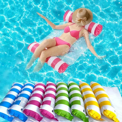 1pc Inflatable Foldable Floating Row Swimming Pool Party Water Hammock Air Mattresses Pvc Stripe Water Floating Inflatable Mat