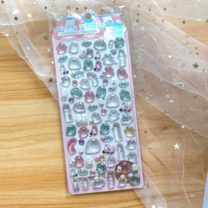 4-Piece Kids' Cartoon Cute Soft Ghost 3D Stickers - Adorable 3D Decor Decals for Phones, Notebooks(Anime Worlds Store)