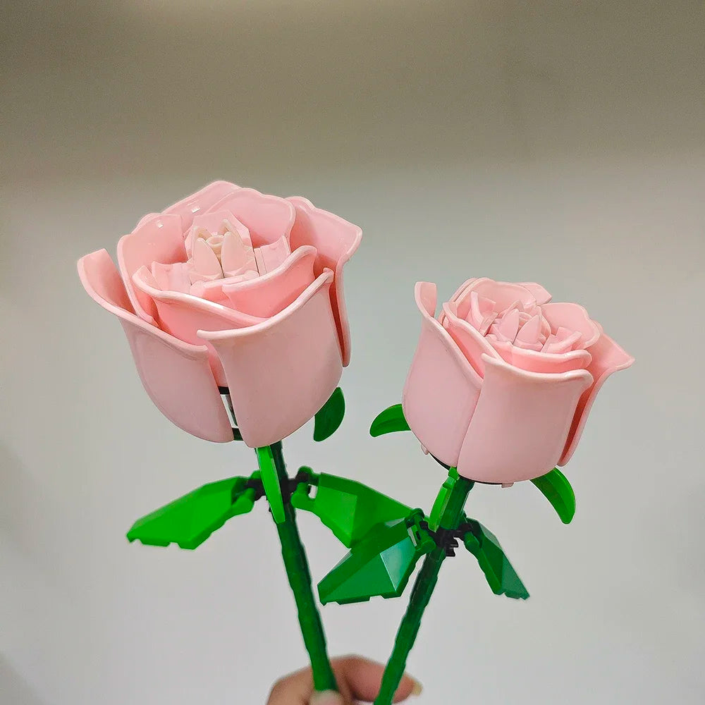 KNEW BUILT DIY Rose Flower Arrangement Building Block Toys-Enjoy Life,Loved by Girl,Create Your Favorite Bouquet,Home Decoration
