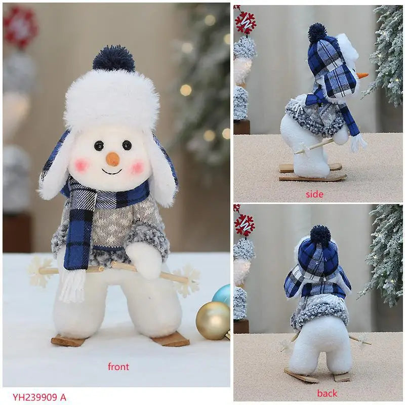 New Year Valentine's Day Plush doll toy cute skiing rocking snowman decorations plush toy holiday party house gifts for girl