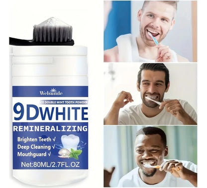 9D White Remineralizing Hydroxyapatite Tooth Powder, Tooth Whitening Powder, Deep Cleaning, Fresh Breath, Ideal for Oral Health