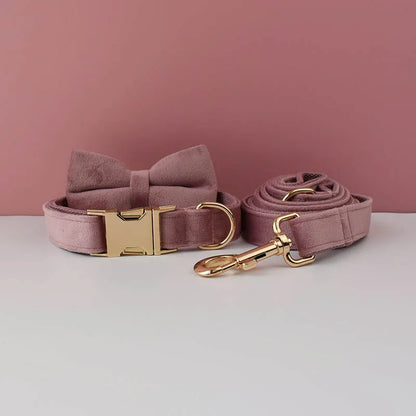 Velvet Collar Free Engrave Dog Collar Leash For Medium Big Pet Necklace Dog Accessories Dog Collars