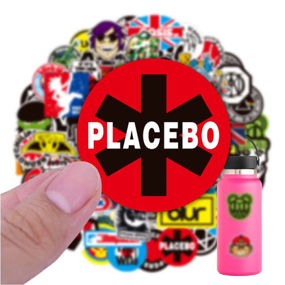100 Rock And Roll Music Band Stickers Punk Graffiti Stickers For Laptop Guitar Helmet Luggage Decal Golden Memory Stickers Store