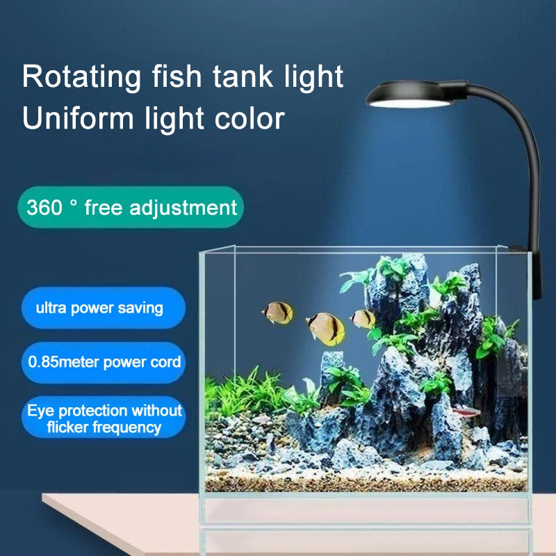 USB Aquarium LED Lamp Fish Tank Light Decor Aquatic Plant Multiple Modes Dimmable Lightness Full Spectrum Mini Clip Light 5V