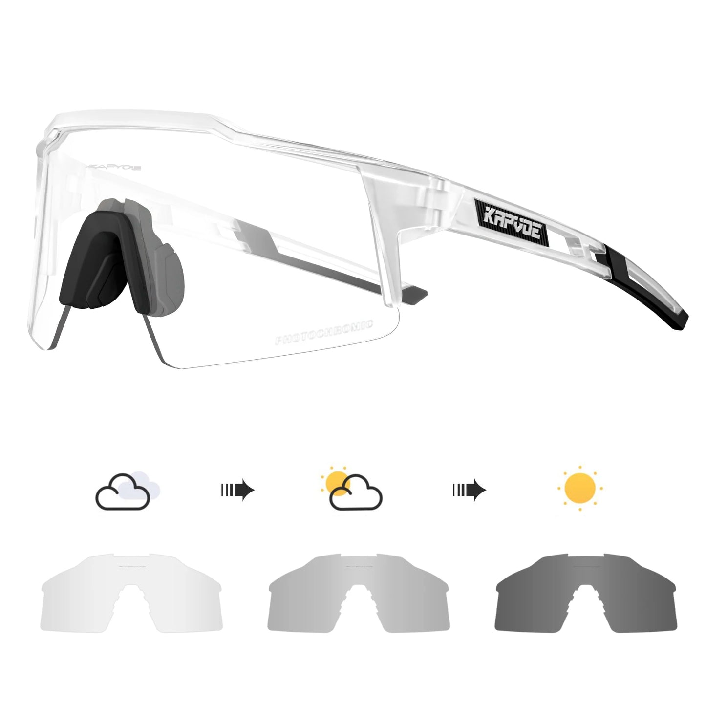 Kapvoe Photochromic Cycling Sunglasses for Men Cycl Glasses Mountain Bicycle Goggles Women Outdoor Sports Running UV400 Eyewear