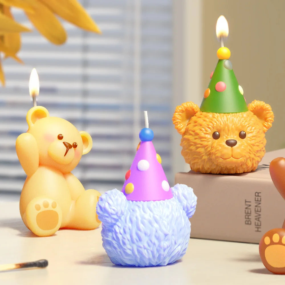 3D Cute Bear Resin Mold for Candle Soap Making Silicone Fondant Chocolate Candy Molds for Cake Decor DIY Art Crafts Gifts Mould