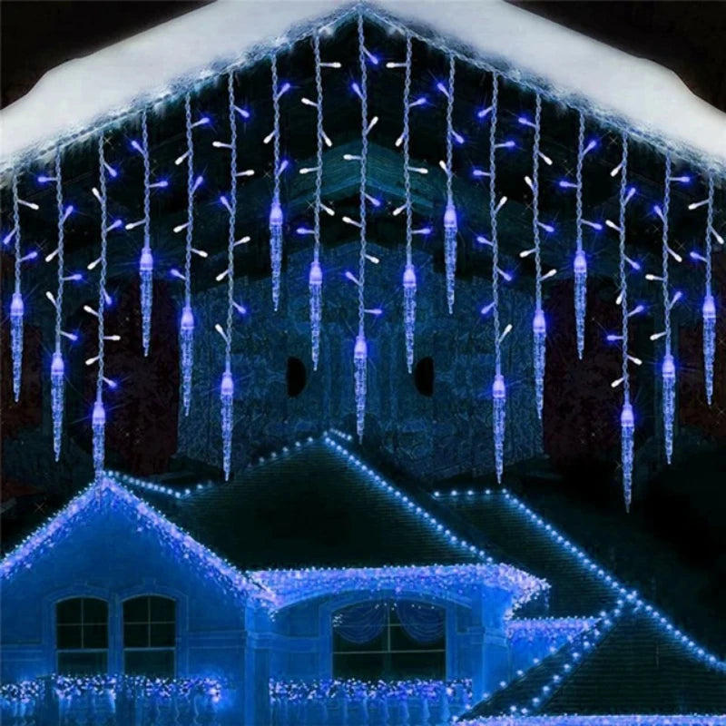 Christmas Garland LED Icicle Curtain String Lights Droop Outdoor Garden Street Wedding Decorative lighting Steady on