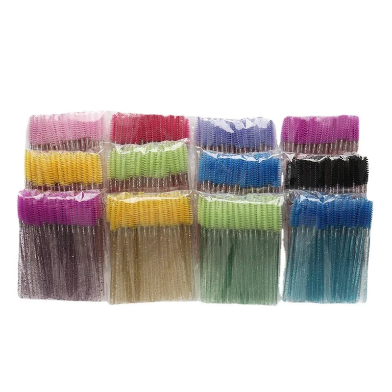 100/200pcs Crystal Eyelash Makeup Brush Eyelashes Extension Microbrush Mascara Applicator Spoolie Brushes Lash Tech Supplies