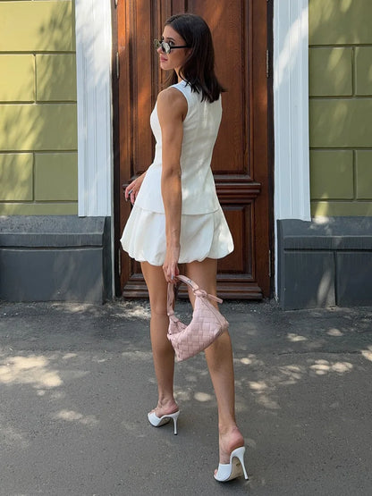 Bornladies Cotton Chic Casual Vest Mini Skirt Set Women's Fashion Commuter Sleeveless Tank Top Loose Shorts Suits Summer New