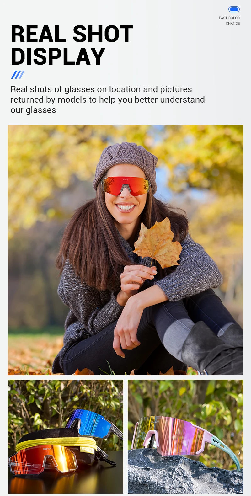 SCVCN Photochromic Sunglasses Outdoor Sports Bike Cycling Glasses Man MTB Climbing Glasses Women Driving Bicycle Eyewear New