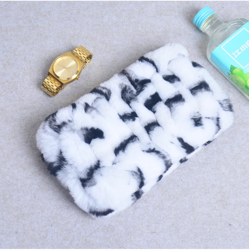 Women Handmade Stretch 100% Real Rabbit Fur Scarf Knit Genuine Rex Rabbit Fur Headbands Girls Natural Rabbit Fur Ring Scarves