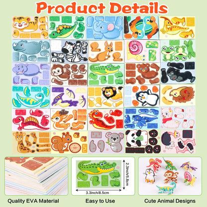 30pcs/set 3D Cartoon Puzzles Educational Toys Insect, Dinosaur, Animal, and Vehicle Themes 3D DIY Cardboard Puzzles