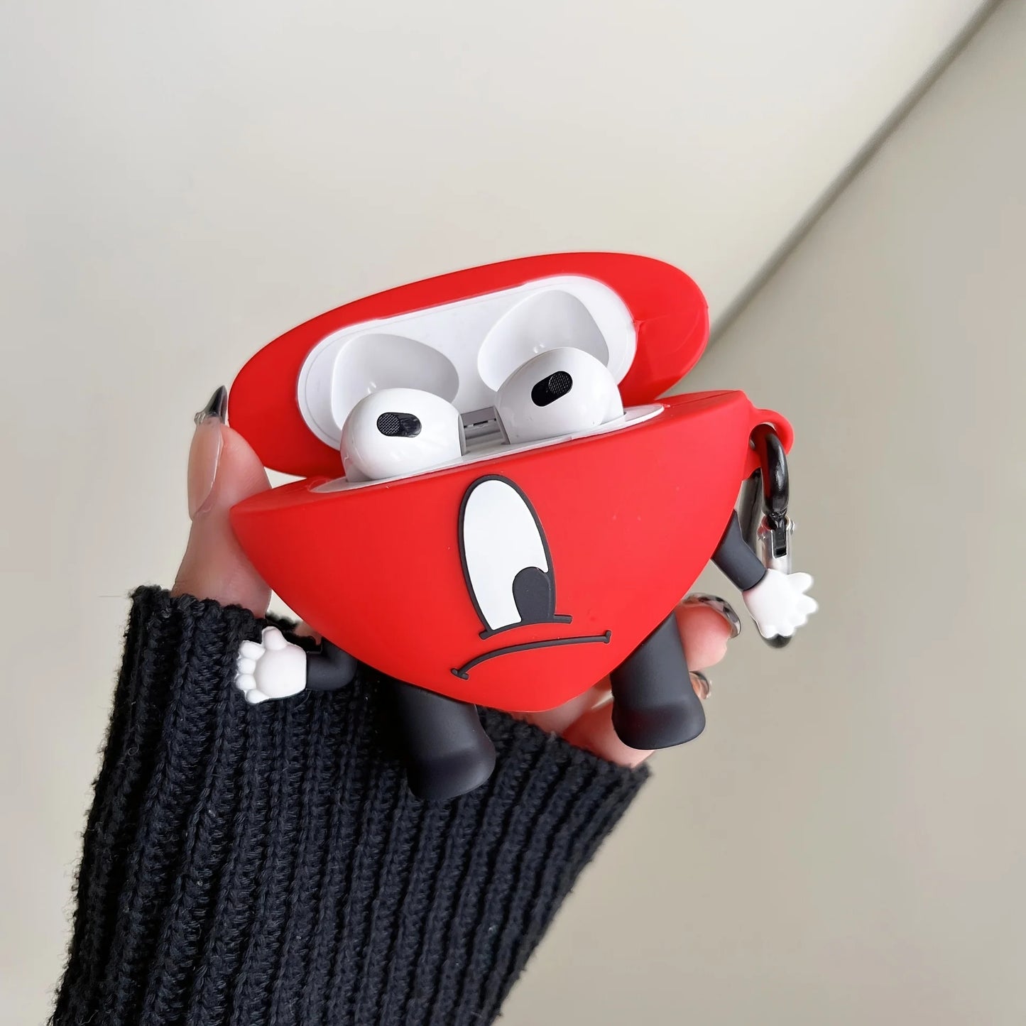 Cartoon Red Heart for Apple Airpods Pro 2 Wireless Earphone Protector for Airpods 1 2 3 Silicone Earphone Case with Keychain