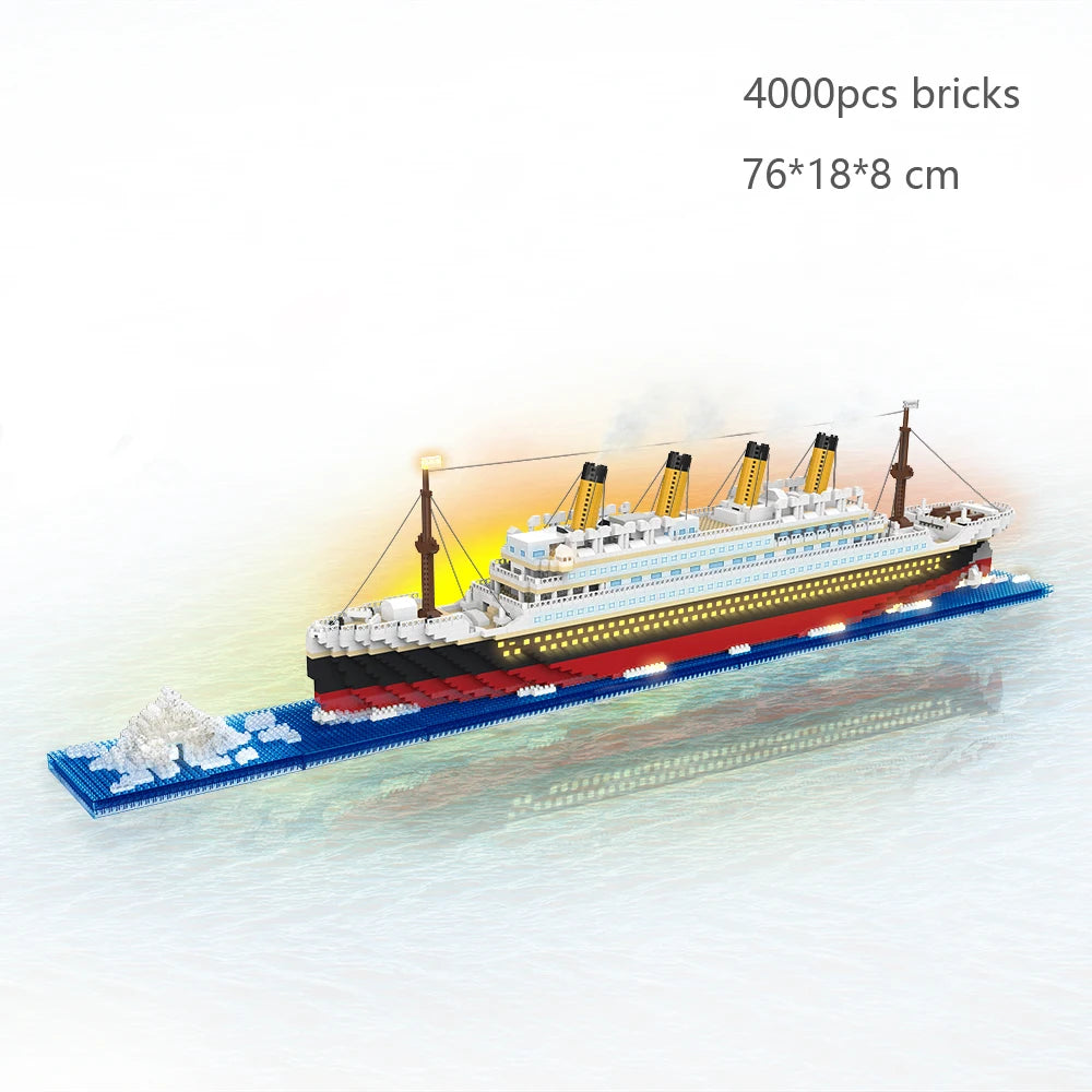 KNEW BUILT Titanic 3D Plastic Model Ship Building Blocks for Adults Micro Mini Bricks Toys Kits Assemble Cruise Boat Kids Gift
