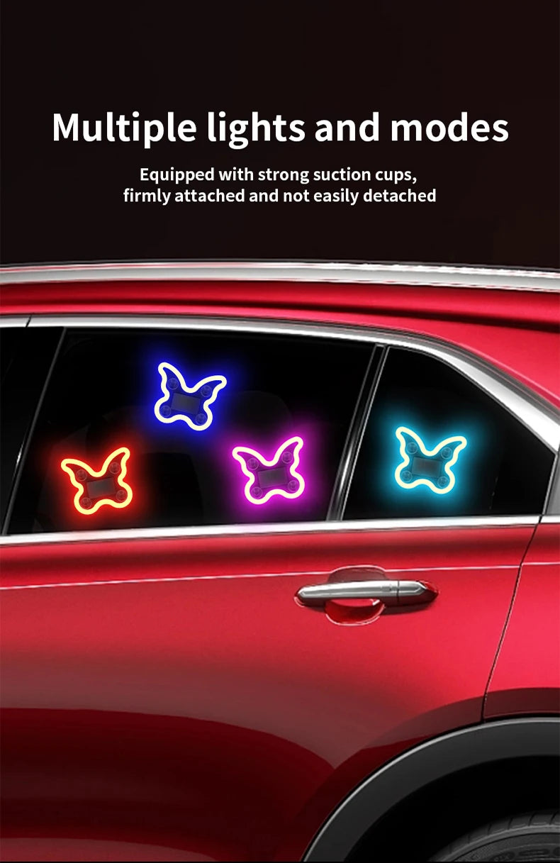 Universal Solar Atmosphere Light Heart-shaped Dynamic Gradient LED Fit Car Interior Ambient Light Decoration Accessory RGB