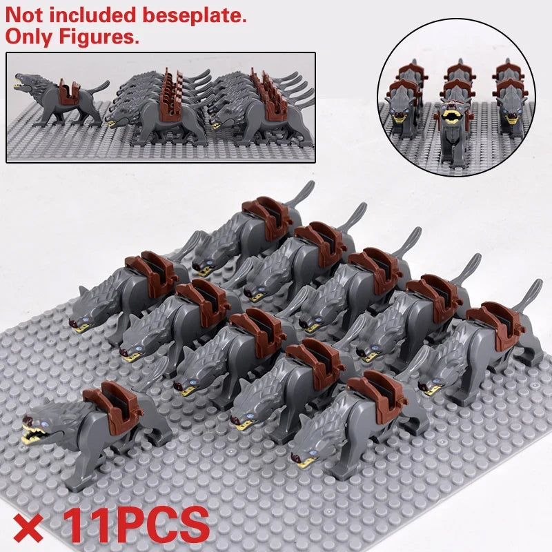 Medieval Military Sets Cavalry Figures War Horse Animals Building Blocks Parts Knight Weapons Accessories Toys for kids gifts