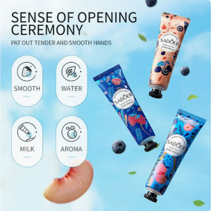 5Pcs/Pack Fruit Plant Fragrance Hand Cream Sets Moisturizing Lasting Repair Anti Dry Hand Lotion Sets Hands Skin Care Products
