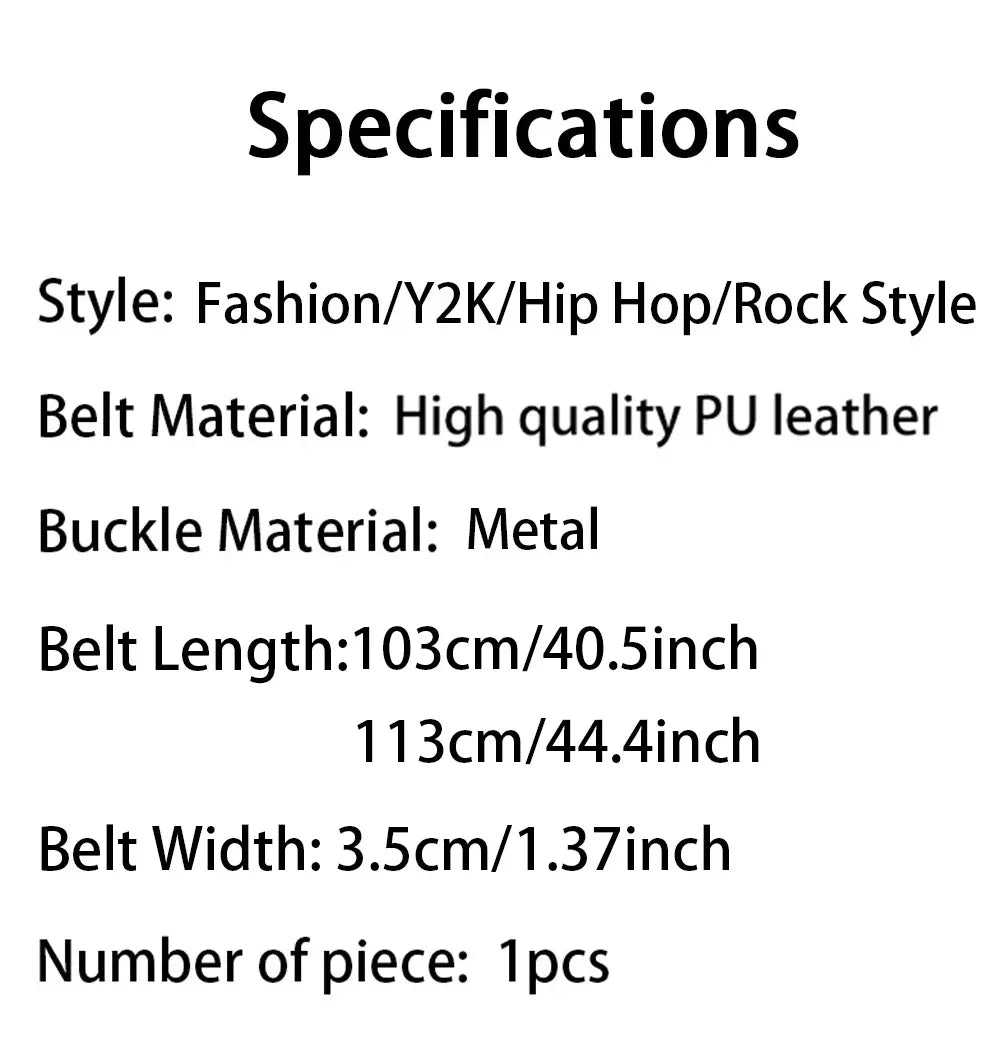 Trend Rivet Belt Heavy Metal Belt Men Women Punk Nightclub Rock Style Belt Jeans Belt Y2K Belt Fashion Decoration Women's Belts