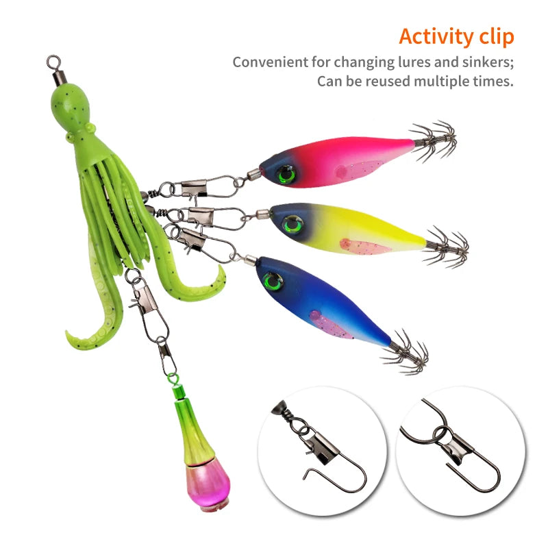 2pcs Silicone Octopus Bait Fishing Connector Pin Set Squid Jig Hook Swivels Bearing Rolling Swivel Solid Ring Tackle for Angling