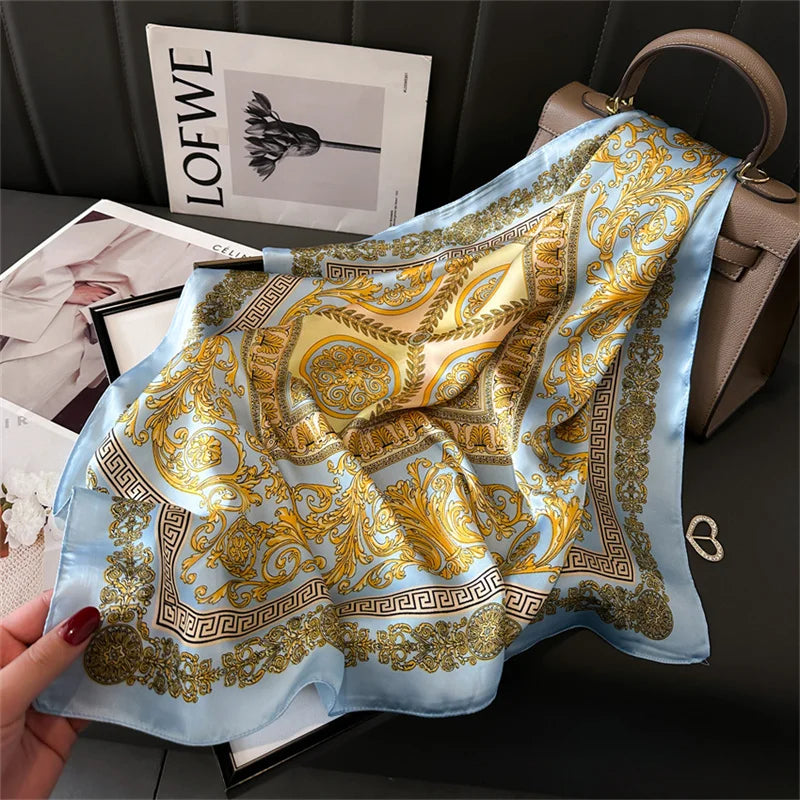 2025 New Fashion Luxury Printed Square Shawl Women 70x70cm Pashmina Silk Scarf Neck Headband Bandana
