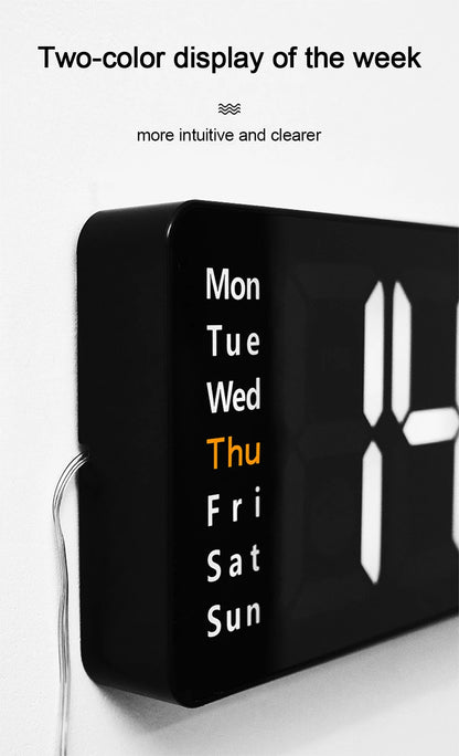 Large Digital Wall Clock Remote Control Temp Date Week Display Power Off Memory Table Clock Wall-mounted Dual Alarms LED Clocks