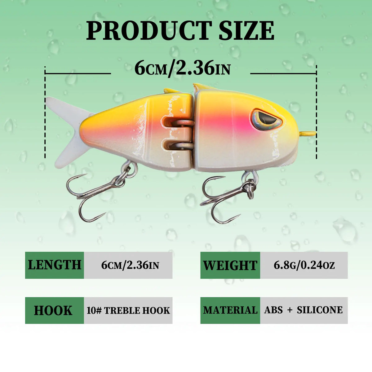 9KM Swimbait Fishing Lure VIB Slow Sinking Wide S Motion Lure with 3D Eyes Mini Glide Bait ABS Material for Bass Trout Fishing