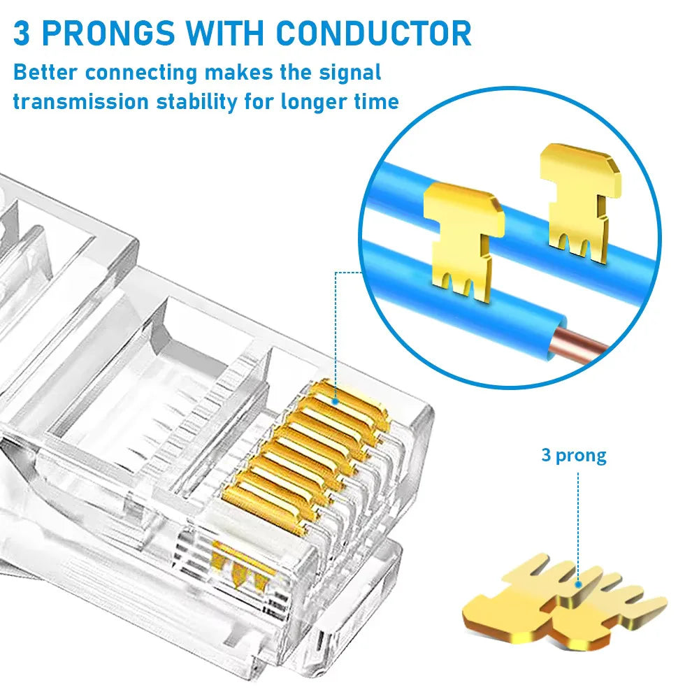 10/50/100Pcs Pass Through RJ45 Cat6/Cat5e Connectors Crystal End 8P8C Crimp UTP Standard Ethernet Network Modular Plug