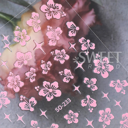 4pcs/set Hibiscus Flowers Nail Sticker Y2K Star Adhesive Nail Art Supplies Decal for Women Nail Supplies DIY Manicure Decoration