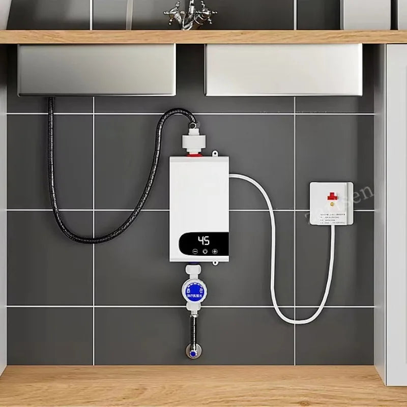 5500W Newest Water Heater Instant Water Heater Tankless Instantaneous Faucet Tap Kitchen Hot Water Crane LED Digital