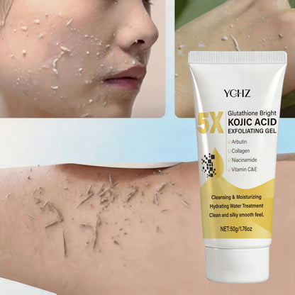 Kojic Acid Deep Cleansing Exfoliating Gel, Evens Out Skin Tone, Eliminates Dark Spots and Dullness, Long-Lasting Moisturizing and Pore-Cleansing - Non-Greasy, Suitable for Both Men and Women - Whitening and Moisturizing, for