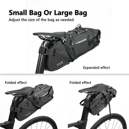 OFFBONDAGE Bicycle Saddlebag Waterproof 15L Large Capacity Bike Bag Cycling Tail Bag MTB Foldable Rear Bag Bike Road Luggage
