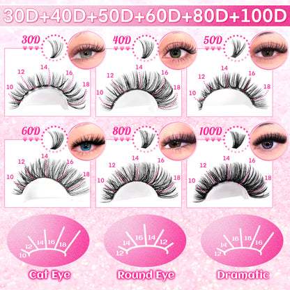 480/800pcs Individul Claster Eyelash Natural&Thick & Fluffy Extension 30D 40D 50D 60D 80D 100D Mix Length DIY Cluster eyelashes