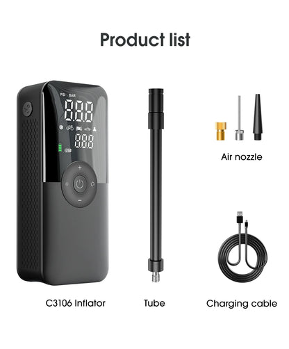 CARSUN Rechargeable Tire Inflator Digital Cordless Car Tyre Inflator For Motocycle Bicycle Balls Portable Compressor Air Pump