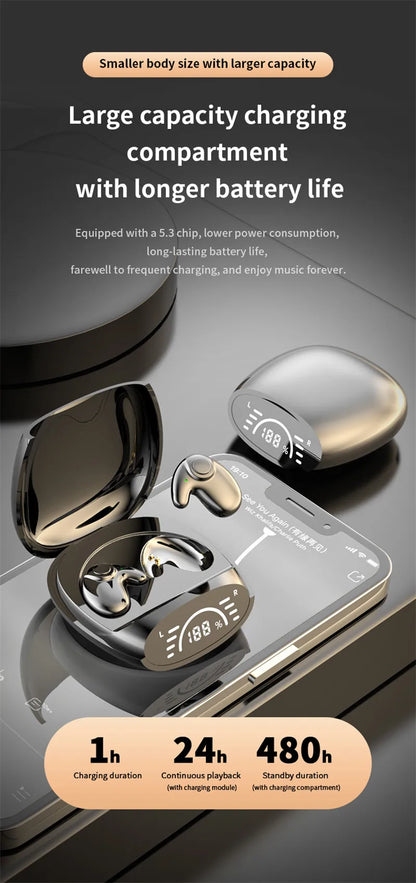 Invisible Earbuds Sleep Headphones Bluetooth 5.3 Noise Reduction Earbuds TWS Wireless Headsets Sport Stereo Earphones for Phone