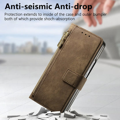 2 in 1 Magnetic Zipper Cards Solt Wallet Leather Case For Samsung Galaxy Z Fold 8 ultra 7 6 5  Wireless Charging Bag Purse Cover