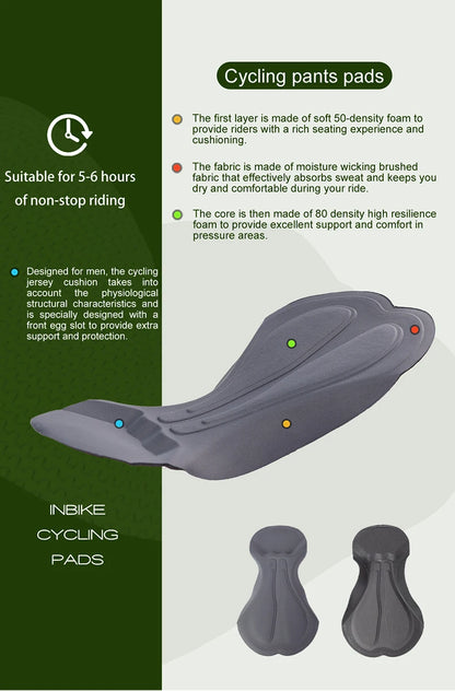 INBIKE Pro Summer Men's Cycling Shorts Bicycle Pants Shock-absorbing Cycling Clothing Mountain Road Bike Tousers With pocket