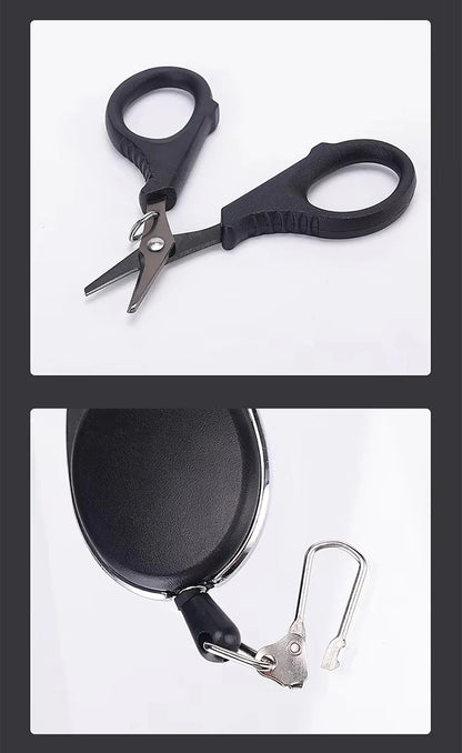 WEIHE Steel Fishing Scissors Set pesca Scissors With Badge Reel Cutting Line Tool Fishing Tools