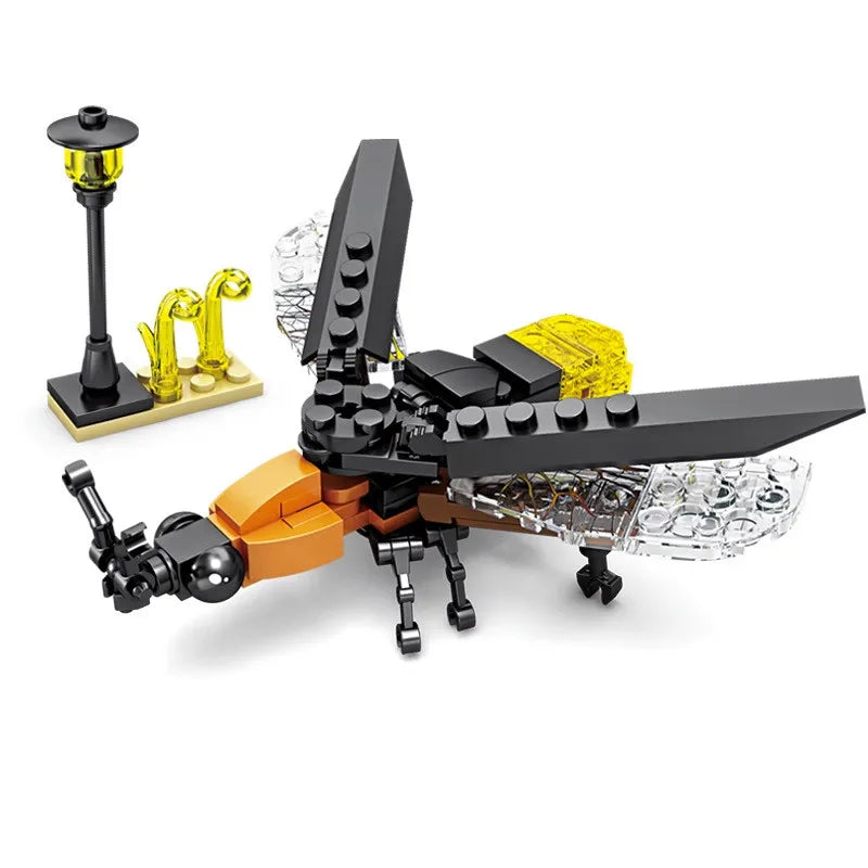 City Farm Vegetable Garden Cute Animals Insect Dragonfly Spider Mantis Centipede Grasshopper Honeybee Building Block Bricks Toy