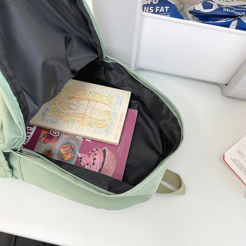 Lightweight Solid Color Backpack for High School Students Multifunctional Casual Bag School Travel Daily Use Simple Design