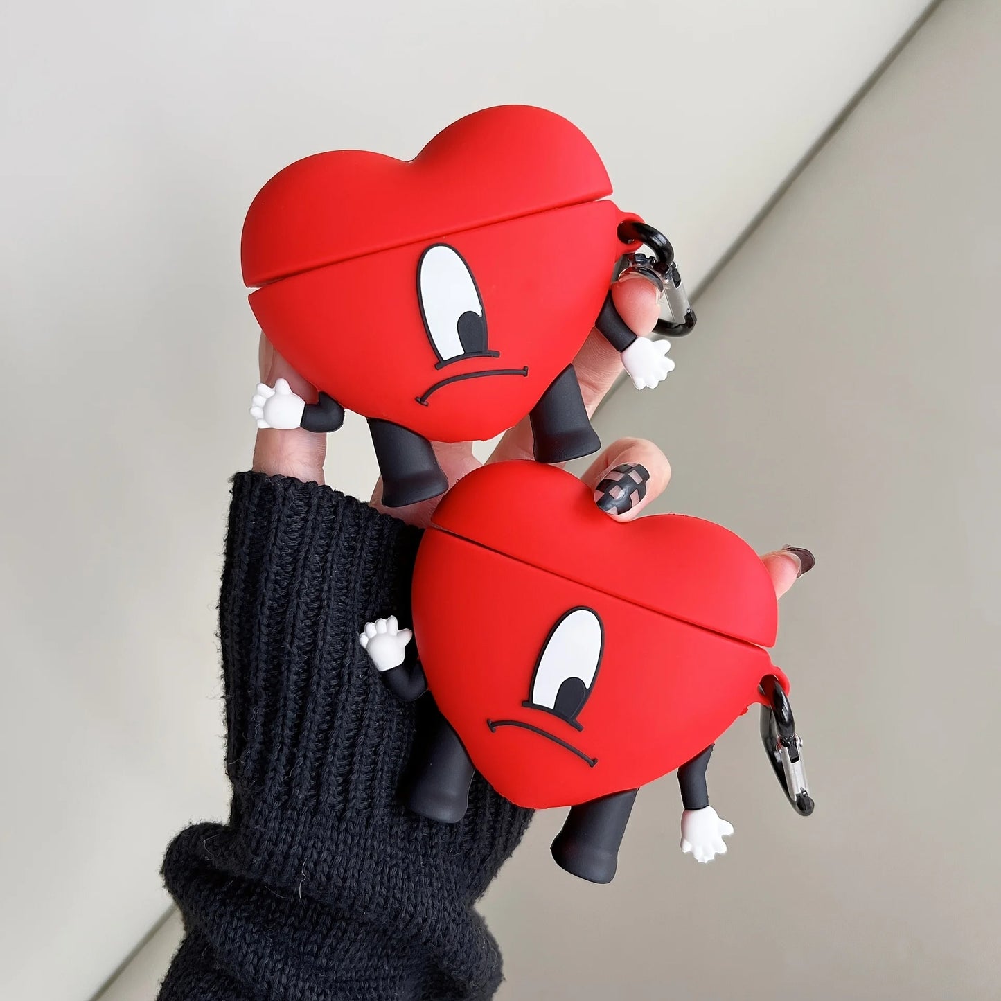 Cartoon Red Heart for Apple Airpods Pro 2 Wireless Earphone Protector for Airpods 1 2 3 Silicone Earphone Case with Keychain