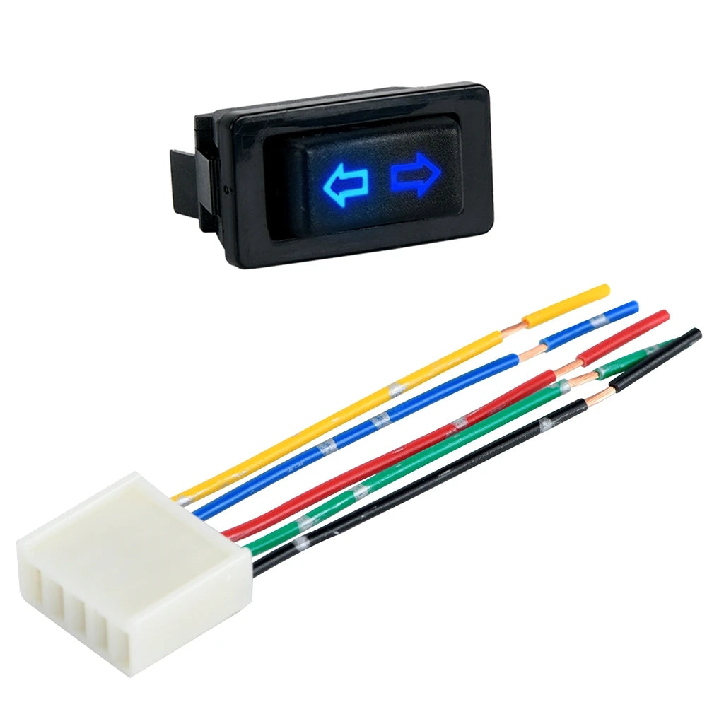 Universal Auto Car Power Window Switch Lifting Switch 5 Pin DC 12V 20A Blue/Red Light Color And Harness