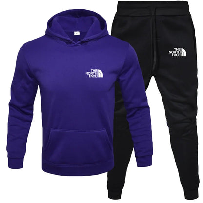Men's Tracksuit Jogger Set - Casual Sportswear Pullover Hoodie & Sweatpants | Streetwear Fleece Print Sweatsuit