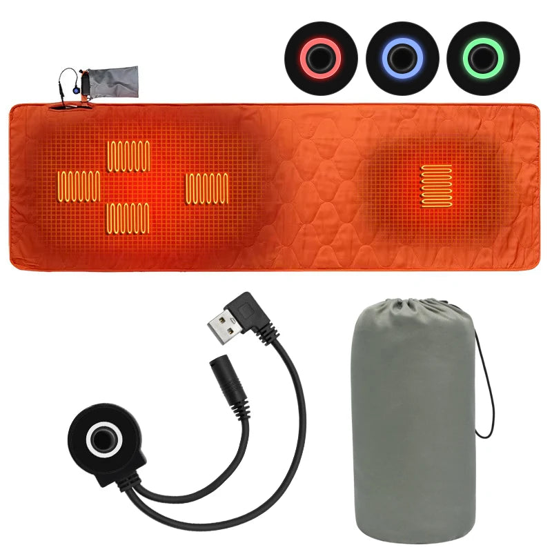 Outdoor USB Heating Sleeping Mat Outdoor Electric Heating Pads Camping Heated Sleeping Mattress Sleeping Bag Mattress