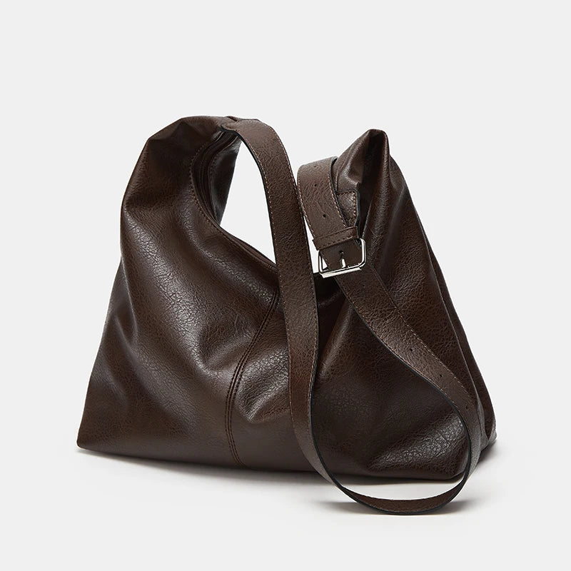 Trendy Casual Soft Pu Women's Handbags Solid Color Large Capacity Female Shoulder Bag Retro Tote Bag for Commute Shopping