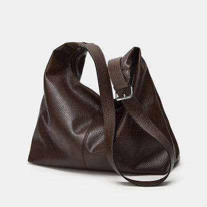 Trendy Casual Soft Pu Women's Handbags Solid Color Large Capacity Female Shoulder Bag Retro Tote Bag for Commute Shopping